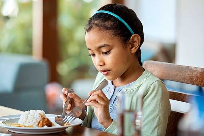 K-12 Girl Eating lunch